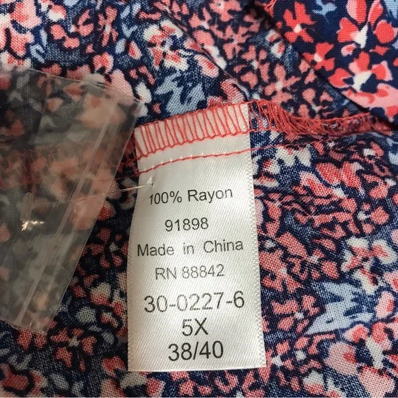 Woman Within Tunic Top Women’s Size 5X Color Orange Floral Long Sleeve’s Notched - Picture 9 of 14